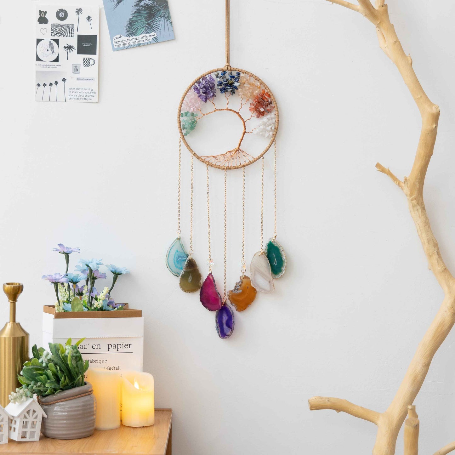 Rainbow Agate&Gemstone Tree of Life Sun Catcher