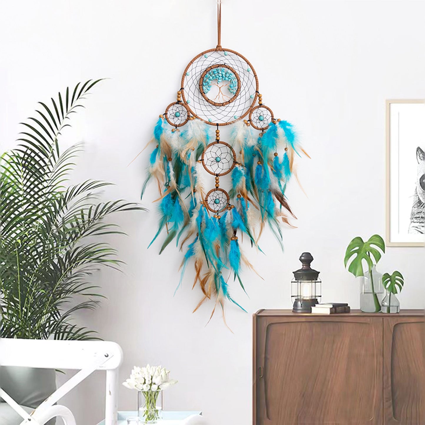 Feather Dream Catcher with Tree of Life