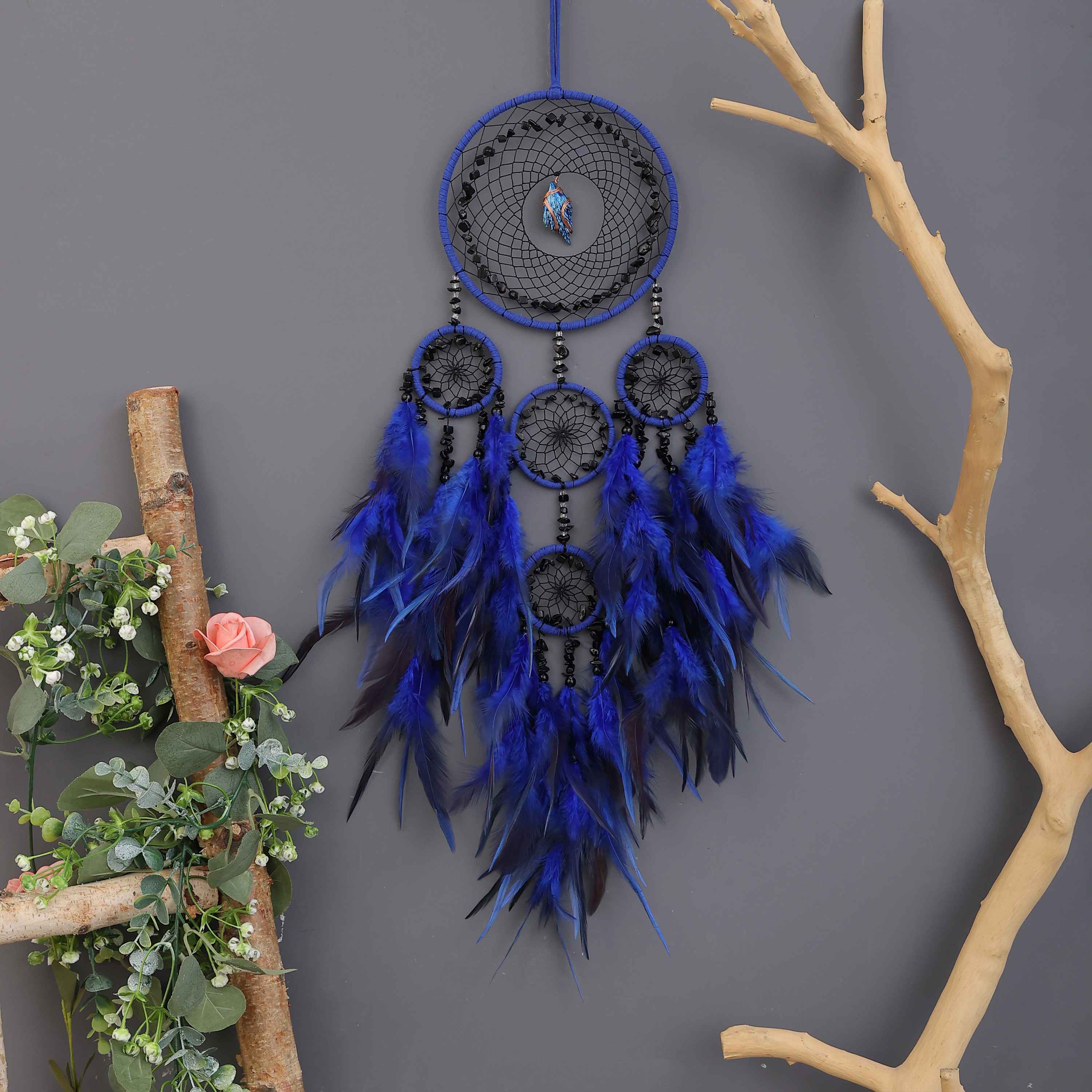 DreamOcean|Feather Dreamcatcher with Crystals|Wall Hanging