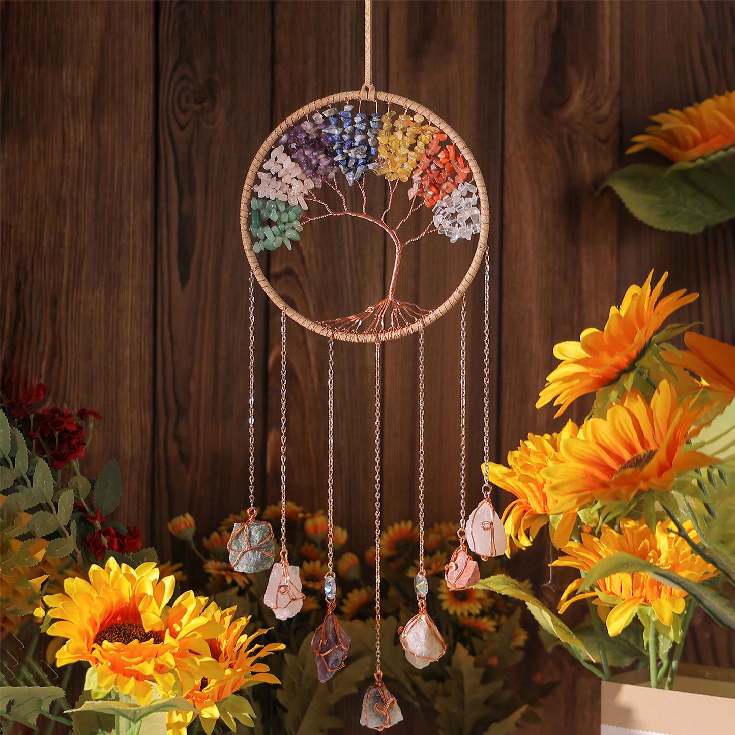 Rainbow Agate&Gemstone Tree of Life Sun Catcher