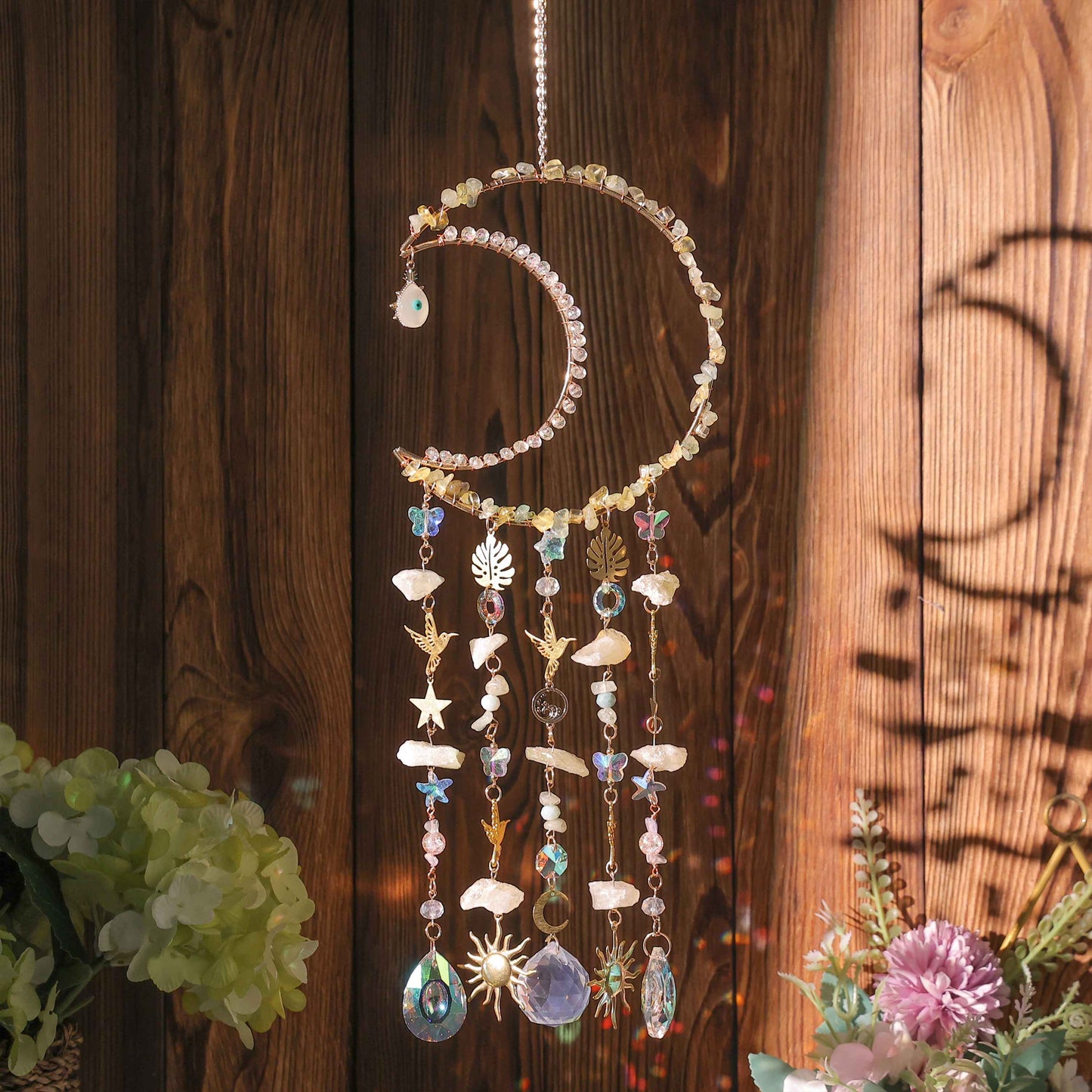 half moon crystal suncatcher